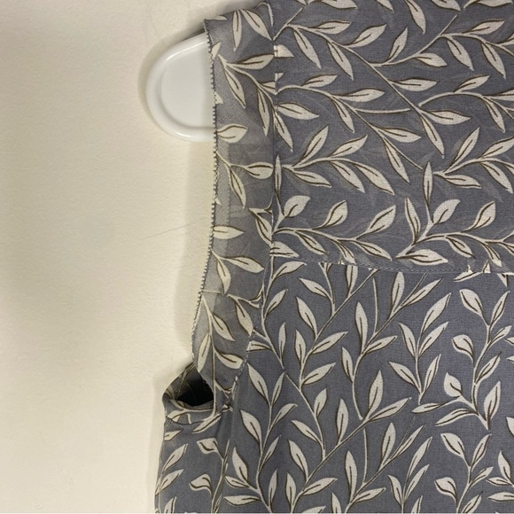 Madewell Grey Willow Leaf Print Sleeveless Sack Midi Dress Frilly Fairy Size 00 - Picture 14 of 16